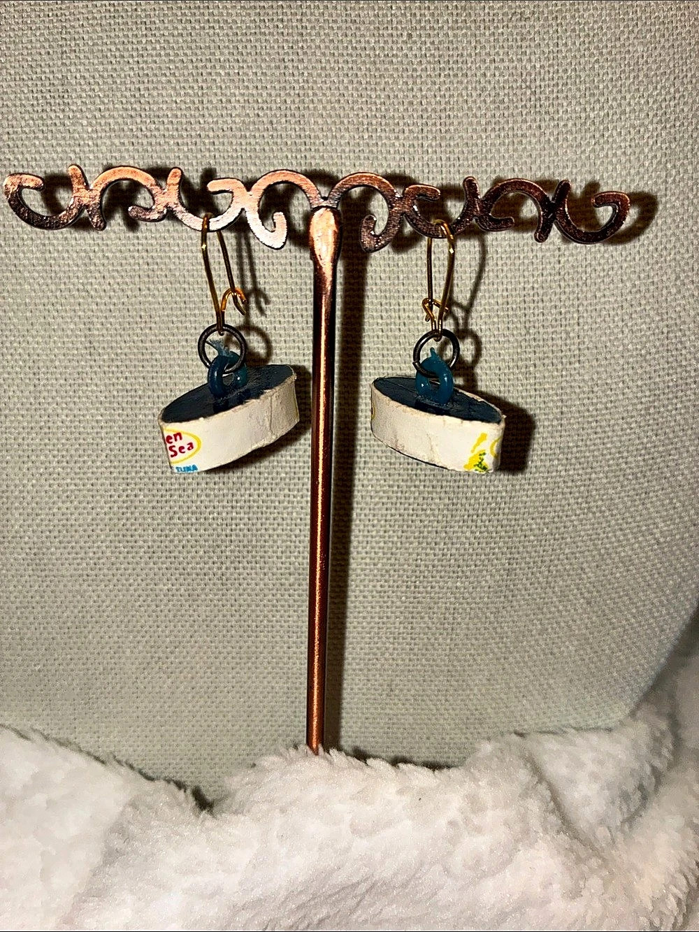 Vintage Star kist chicken of the sea tuna, plastic earrings Dangle Earrings